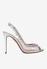 Aquazzura Temptation 105 Crystal-Embellished Sandals Silver TEMHIGSC-SPPCCC SILVER