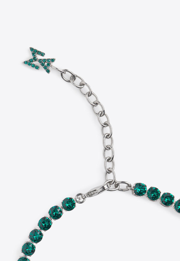 Amina Muaddi Tennis Crystal-Embellished Necklace TENNISNECKLACEGREEN