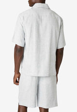Eleventy Linen Shirt with Piping Blue