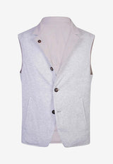 Eleventy Reversible Linen And Cotton Vest Gray