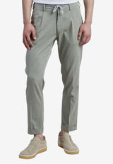 Eleventy Drawstring Silk Trousers Green
