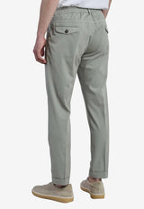 Eleventy Drawstring Silk Trousers Green