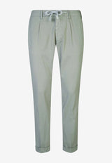 Eleventy Drawstring Silk Trousers Green