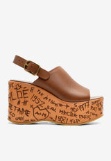 Chloé Maxime 80 Leather Wedge Sandals Brown CHC25U10GLU27T Ginger Brown