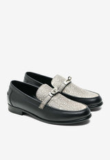 Destin Loafers in Black Calf Leather and Ombre Natura Lizard with Palladium Kelly Buckle