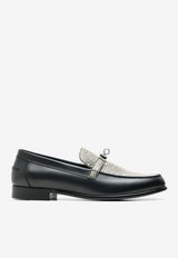 Destin Loafers in Black Calf Leather and Ombre Natura Lizard with Palladium Kelly Buckle