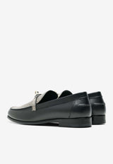 Destin Loafers in Black Calf Leather and Ombre Natura Lizard with Palladium Kelly Buckle