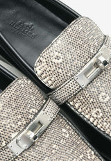 Destin Loafers in Black Calf Leather and Ombre Natura Lizard with Palladium Kelly Buckle
