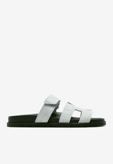Chypre Sandals in Gris Quartz Suede Alligator