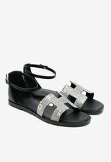 Santorini Sandals in Ombre Lizard and Black Calfskin