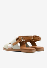 Maya Flat Sandals in Prunoir H Canvas and Naturel Canvas