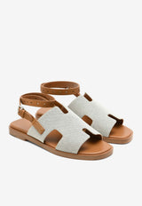 Maya Flat Sandals in Prunoir H Canvas and Naturel Canvas