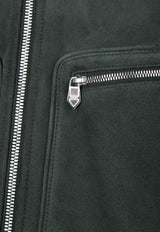 "Devant Cuir" Bomber Jacket in Wool and Goatskin