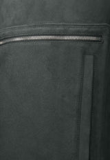 "Devant Cuir" Bomber Jacket in Wool and Goatskin