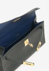 Kelly Pochette HSS Verso Clutch Bag in Black and Bleu Saphir Swift Leather with Gold Hardware