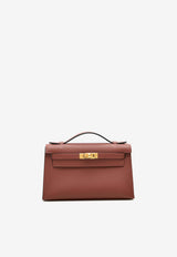 Kelly Pochette Clutch Bag in Rouge H Swift Leather with Gold Hardware