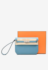 Kelly Depeches 25 Pouch in New Bleu Jean Epsom with Palladium Hardware