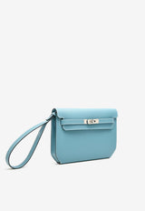 Kelly Depeches 25 Pouch in New Bleu Jean Epsom with Palladium Hardware
