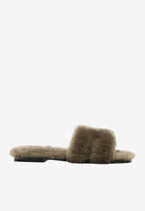 Oran H Cut-Out Sandals in Etoupe Shearling