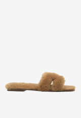 Oran H Cut-Out Sandals in Naturel Shearling
