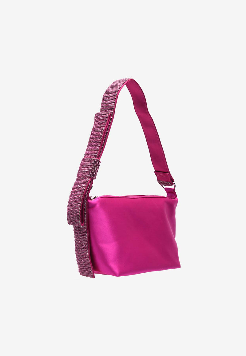 Kara Crystal Bow Satin Shoulder Bag Fuchsia HB350H-6751| - | FUSCHIAFUCHSIA