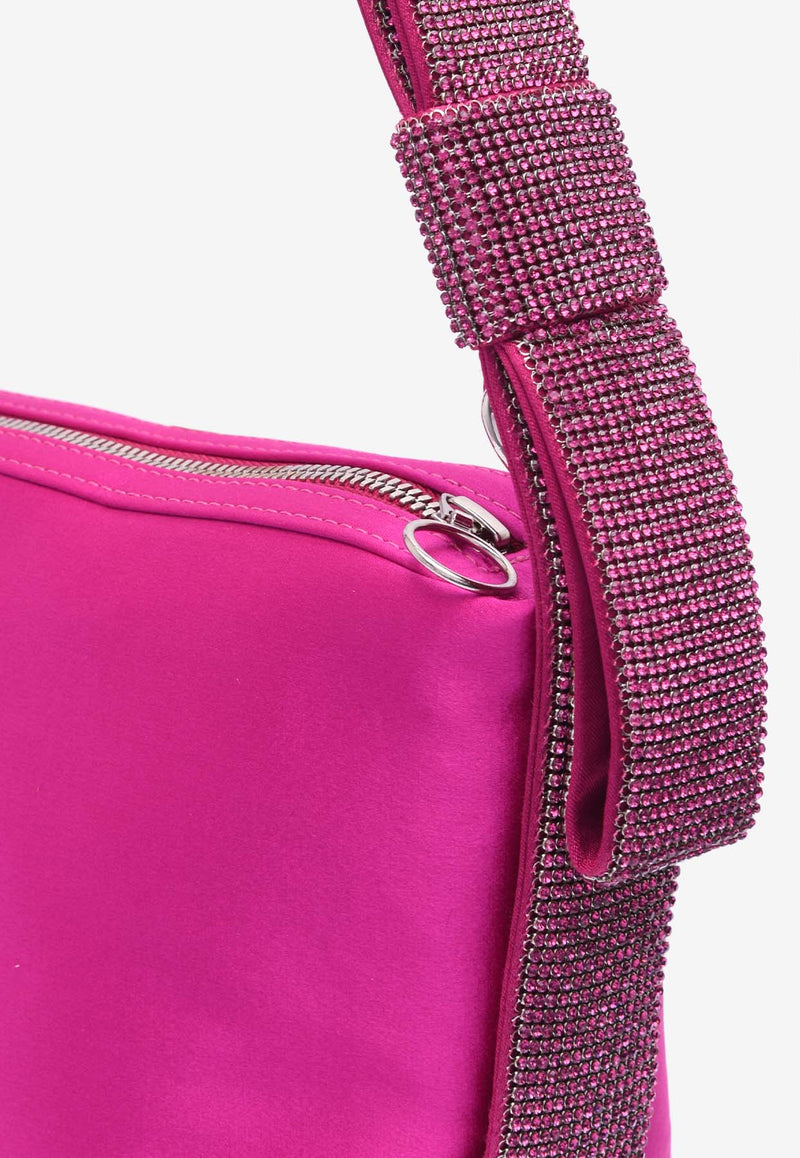 Kara Crystal Bow Satin Shoulder Bag Fuchsia HB350H-6751| - | FUSCHIAFUCHSIA