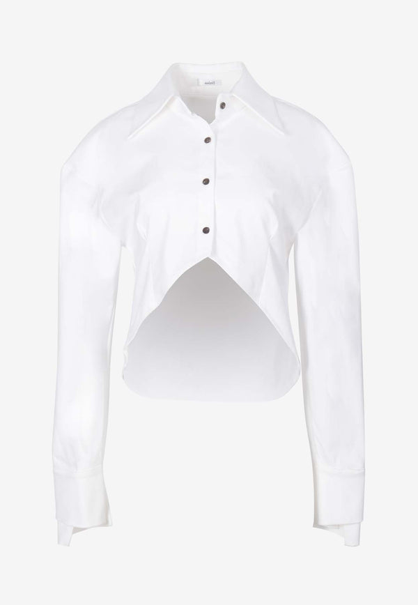 Aaizél Asymmetric Long-Sleeved Cropped Shirt R24SH16WHITE