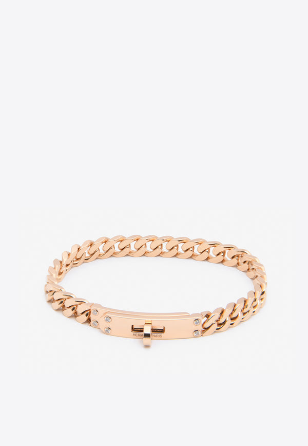 Hermès Kelly Gourmette TPM Bracelet in Rose Gold and 6 Diamonds