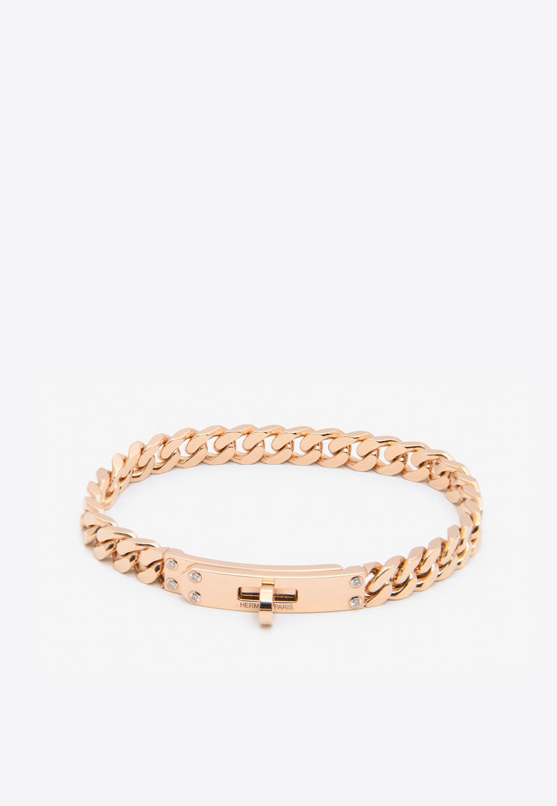 Hermès Kelly Gourmette TPM Bracelet in Rose Gold and 6 Diamonds