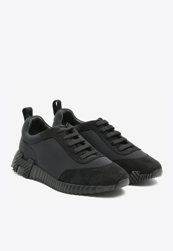 Hermès Bouncing Low-Top Sneakers in Black Satin and Suede