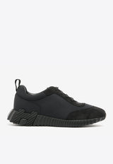 Hermès Bouncing Low-Top Sneakers in Black Satin and Suede