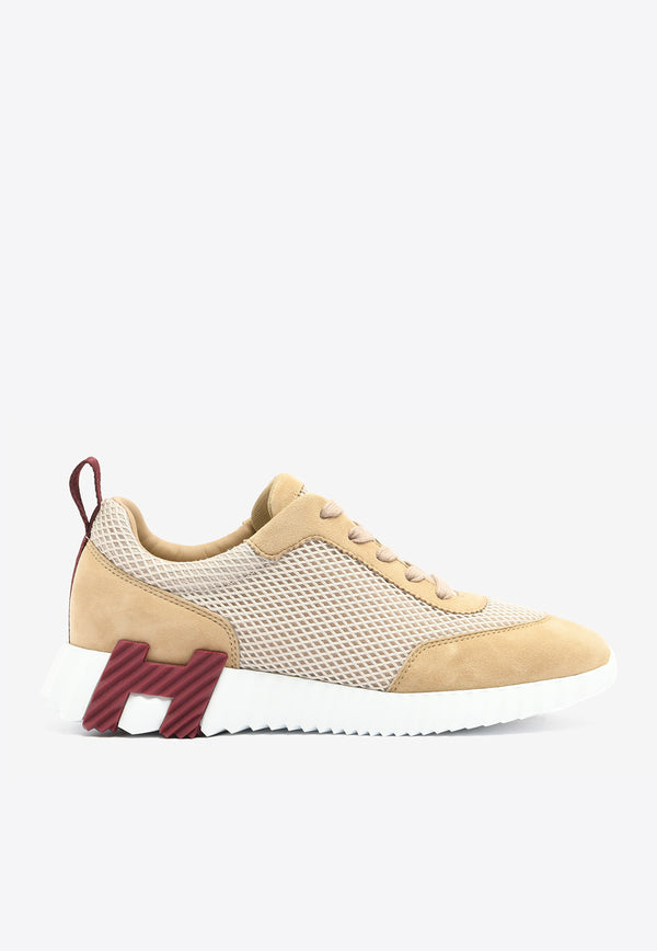 Hermès Bouncing Low-Top Sneakers in Beige Argile Mesh and Suede