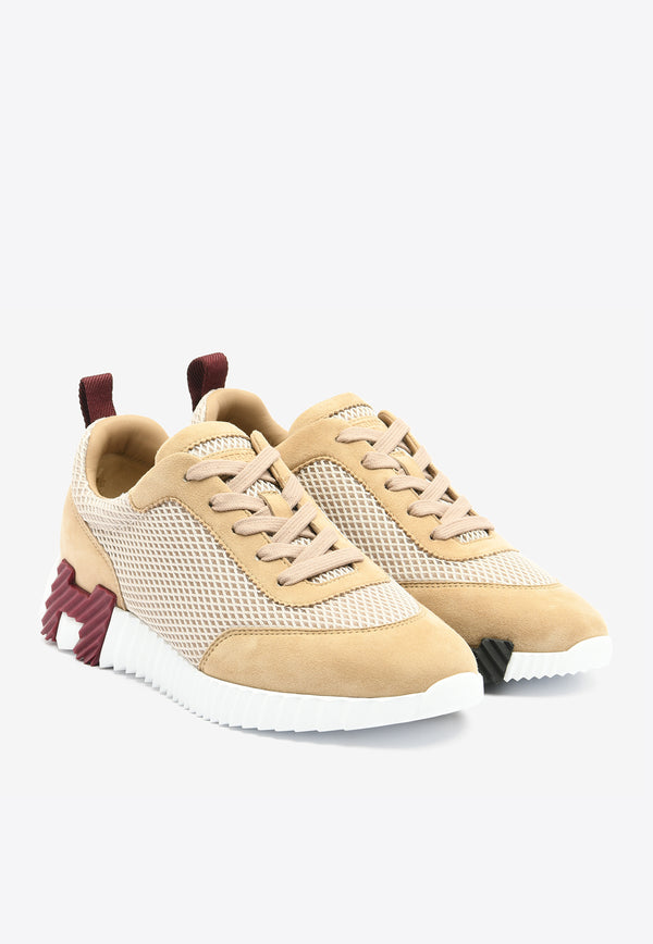 Hermès Bouncing Low-Top Sneakers in Beige Argile Mesh and Suede