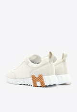 Hermès Bouncing Low-Top Sneakers in White Mesh and Suede