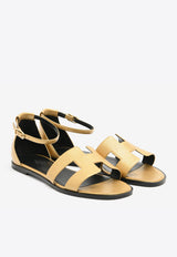 Santorini Sandals in Dore Metallic Grained Goatskin
