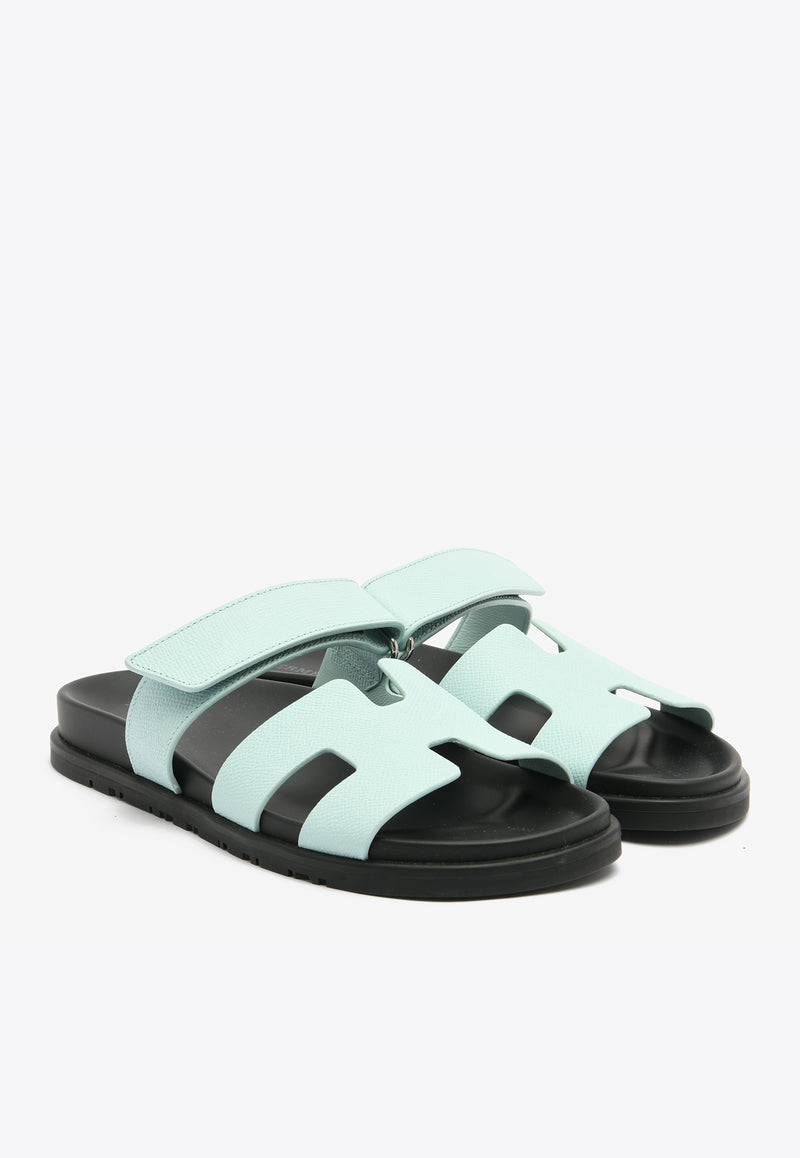 Hermès Chypre Sandals in Bleu Cristaux Epsom Leather