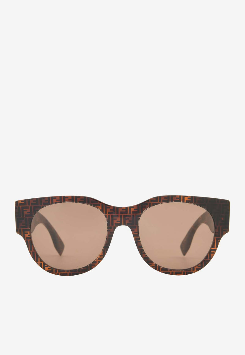 Fendi Baguette FF Monogram Round Sunglasses Brown FE40147IBROWN MULTI