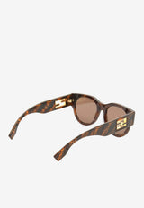 Fendi Baguette FF Monogram Round Sunglasses Brown FE40147IBROWN MULTI