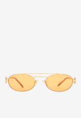 Miu Miu Logo Lettering Oval Sunglasses Gold 0MU54ZSGOLD