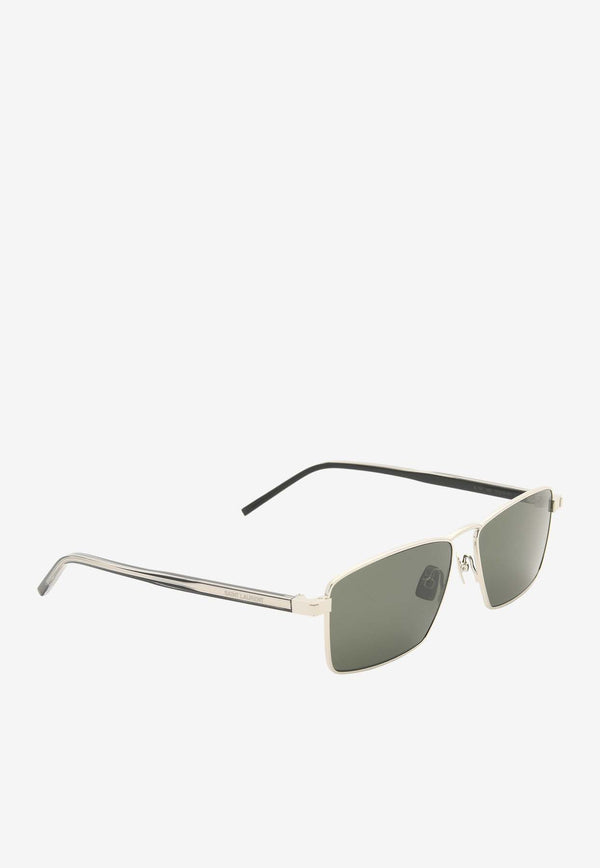 Saint Laurent Engraved Logo Square Sunglasses Gray SL700SILVER