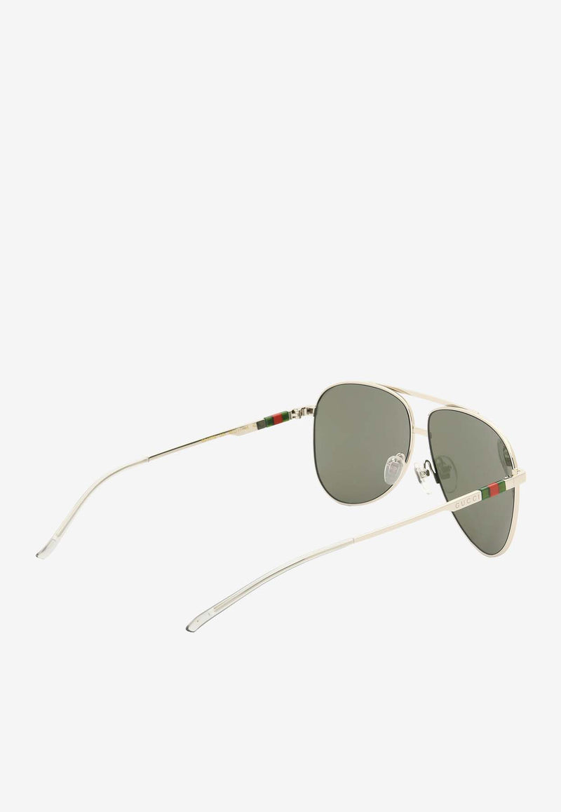 Gucci Signature Web Stripes Aviator Sunglasses Gray GG1677SSILVER