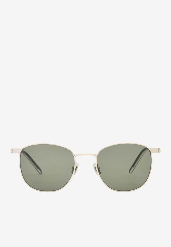 Saint Laurent Square-Framed Logo Sunglasses Gray SL747SILVER