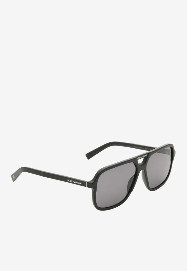 Dolce & Gabbana Logo Square Sunglasses Gray 0DG4354BLACK