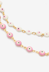 Crystal Haze Jewelry Nazar Chain Layered Necklace Pink NAZARNECKLACE CANDY PINKPINK