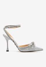 Mach & Mach Double Bow 100 Glittered Pumps Silver SS21- 2204SILVER