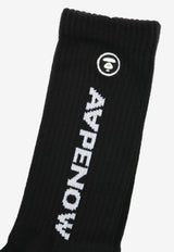 AAPE Moon Face Logo Ribbed Socks Black AAPSOM4867XXNBKXBLACK