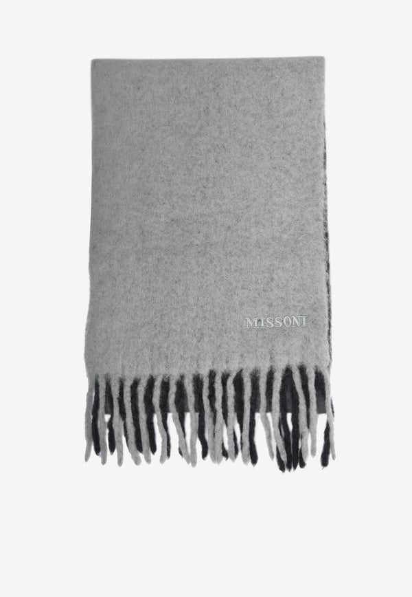 Missoni Gradient Knit Alpaca Blend Fringed Scarf Gray SC13W7D9895GREY MULTI