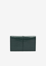 DeMellier London Tokyo Croc-Embossed Leather Clutch Green N120GREEN