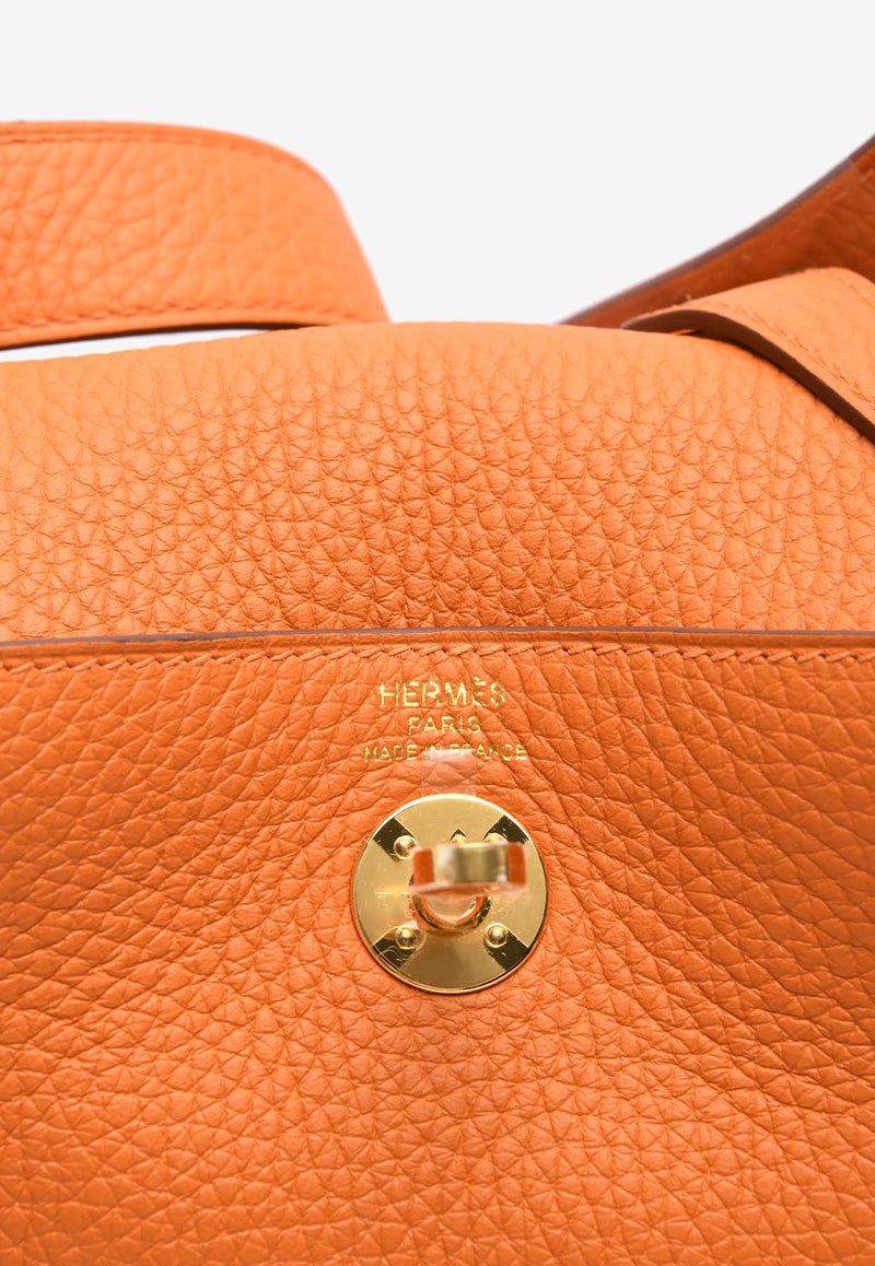 Hermès Mini Lindy 20 in Orange Clemence Leather with Gold Hardware