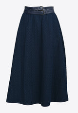 LIE A-line Quilted Midi Skirt Navy I233S005NAVY